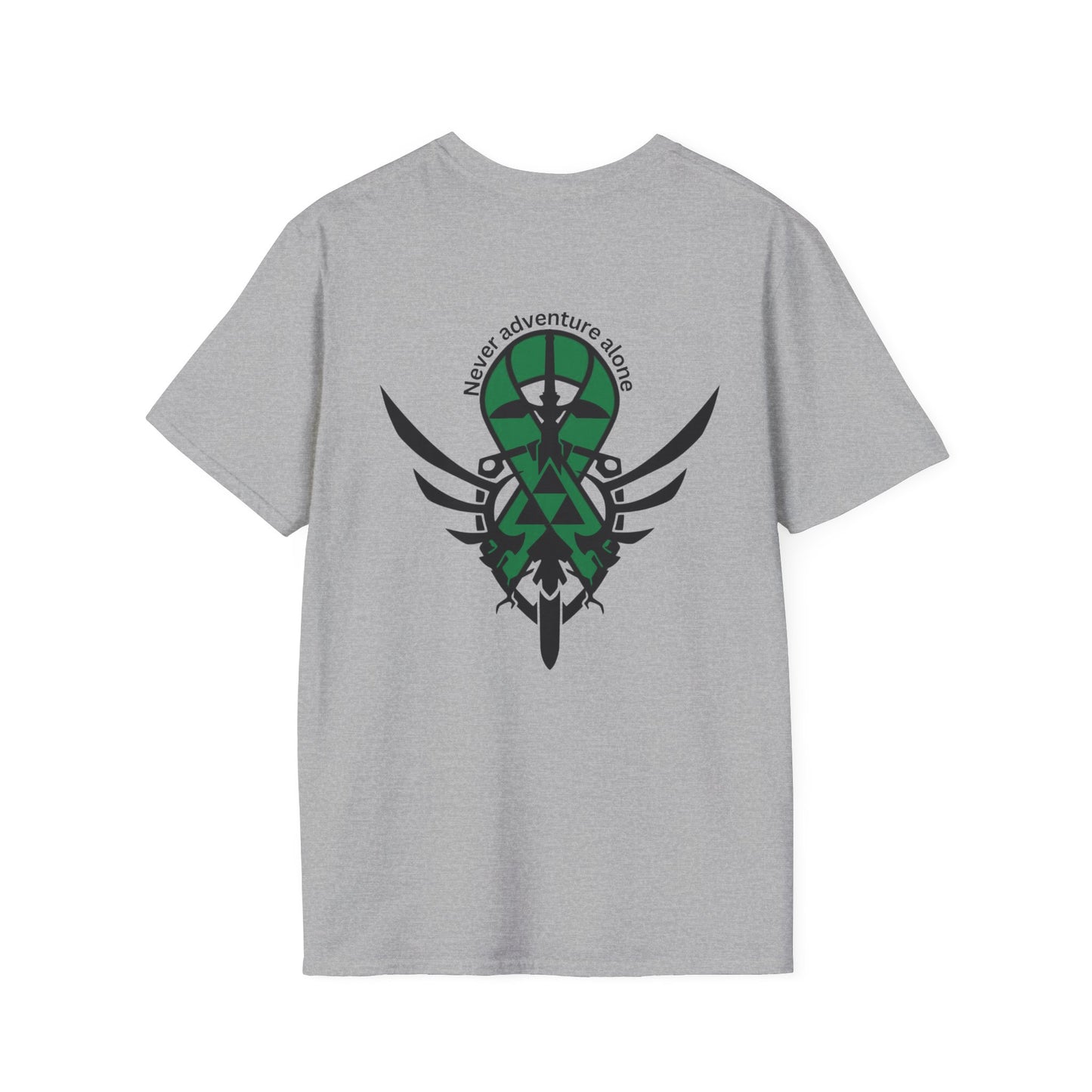 Adventure T-Shirt - 'Never Adventure Alone' with Green Ribbon Design | Unisex Softstyle Tee