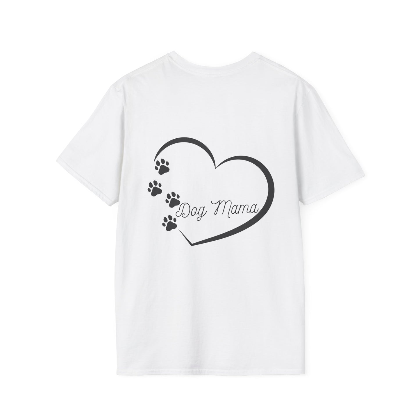 Dog Mama Unisex T-Shirt - Softstyle Design with Heart and Paws