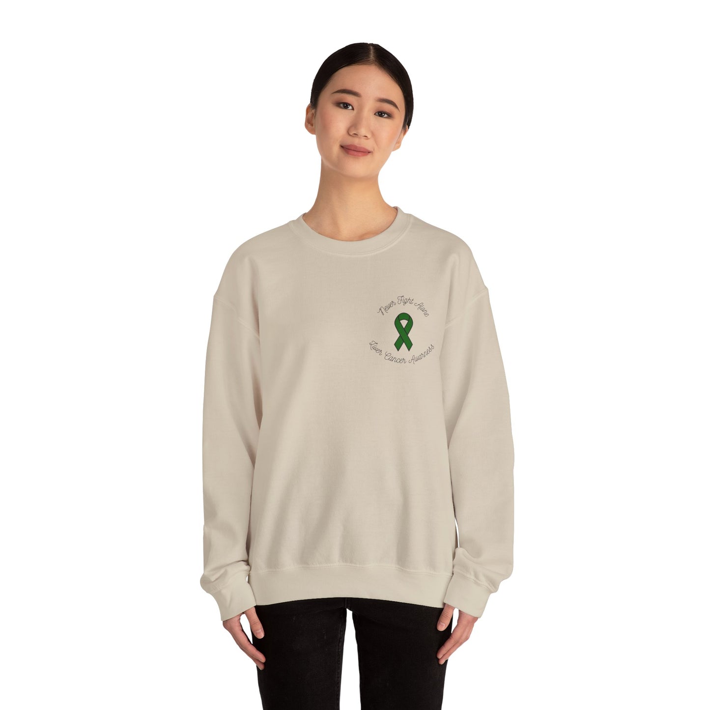 Never Adventure Alone Sweatshirt - Unisex Heavy Blend™ with Hope Ribbon Design