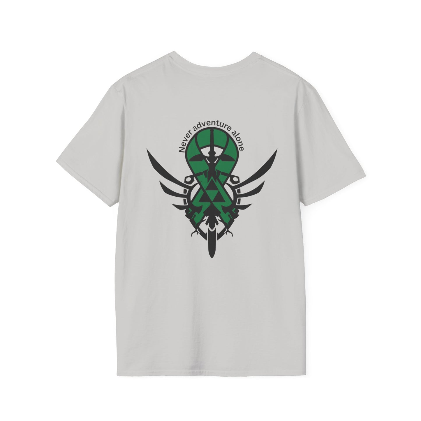 Adventure T-Shirt - 'Never Adventure Alone' with Green Ribbon Design | Unisex Softstyle Tee