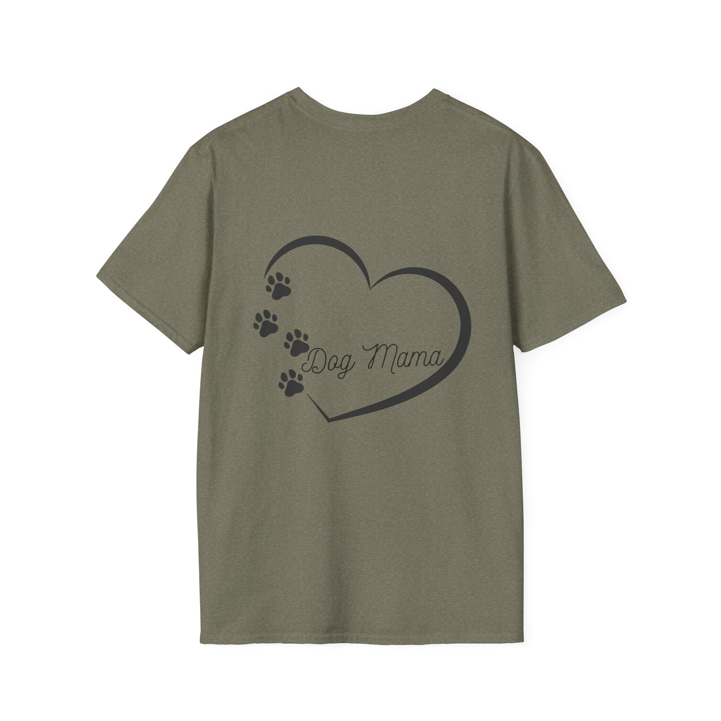 Dog Mama Unisex T-Shirt - Softstyle Design with Heart and Paws