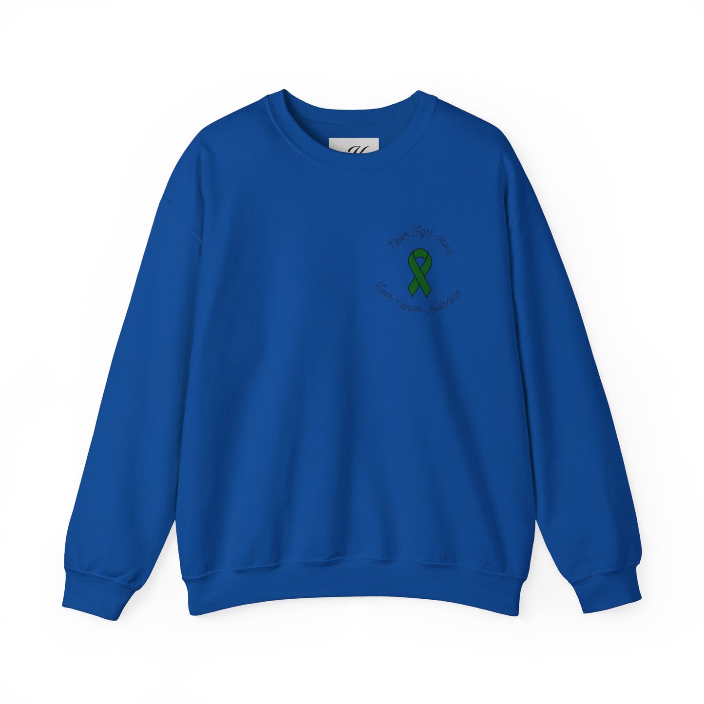 Never Adventure Alone Sweatshirt - Unisex Heavy Blend™ with Hope Ribbon Design