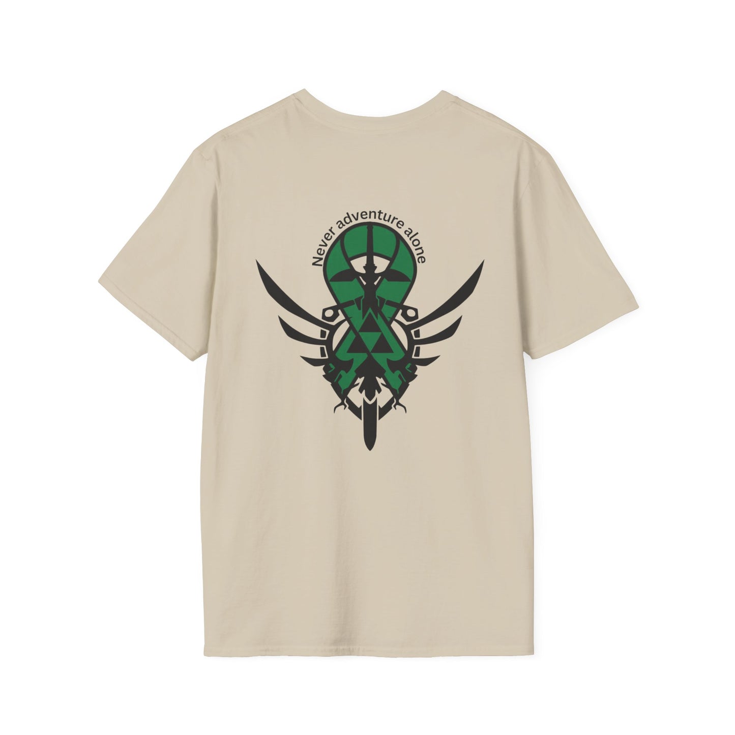 Adventure T-Shirt - 'Never Adventure Alone' with Green Ribbon Design | Unisex Softstyle Tee