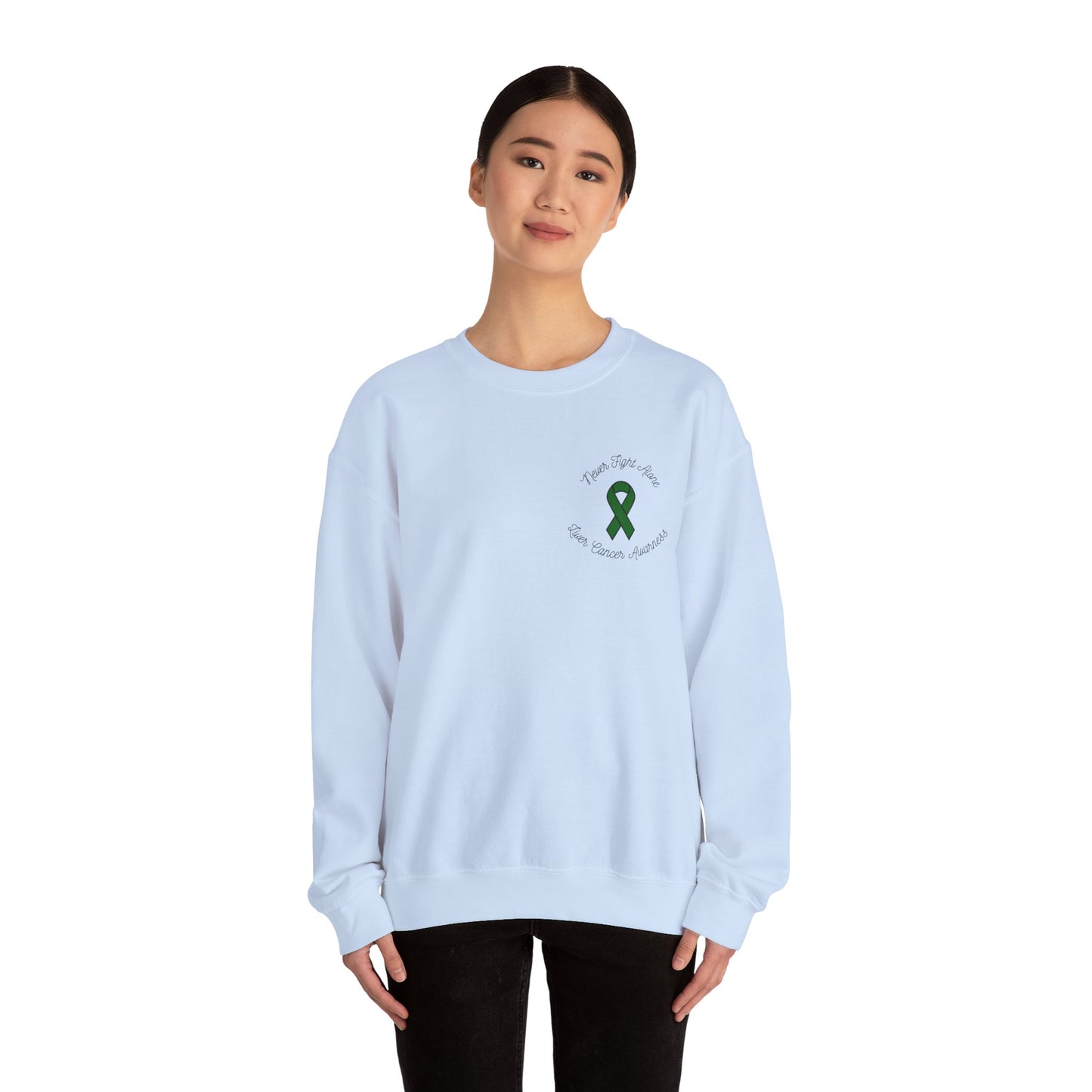 Never Adventure Alone Sweatshirt - Unisex Heavy Blend™ with Hope Ribbon Design