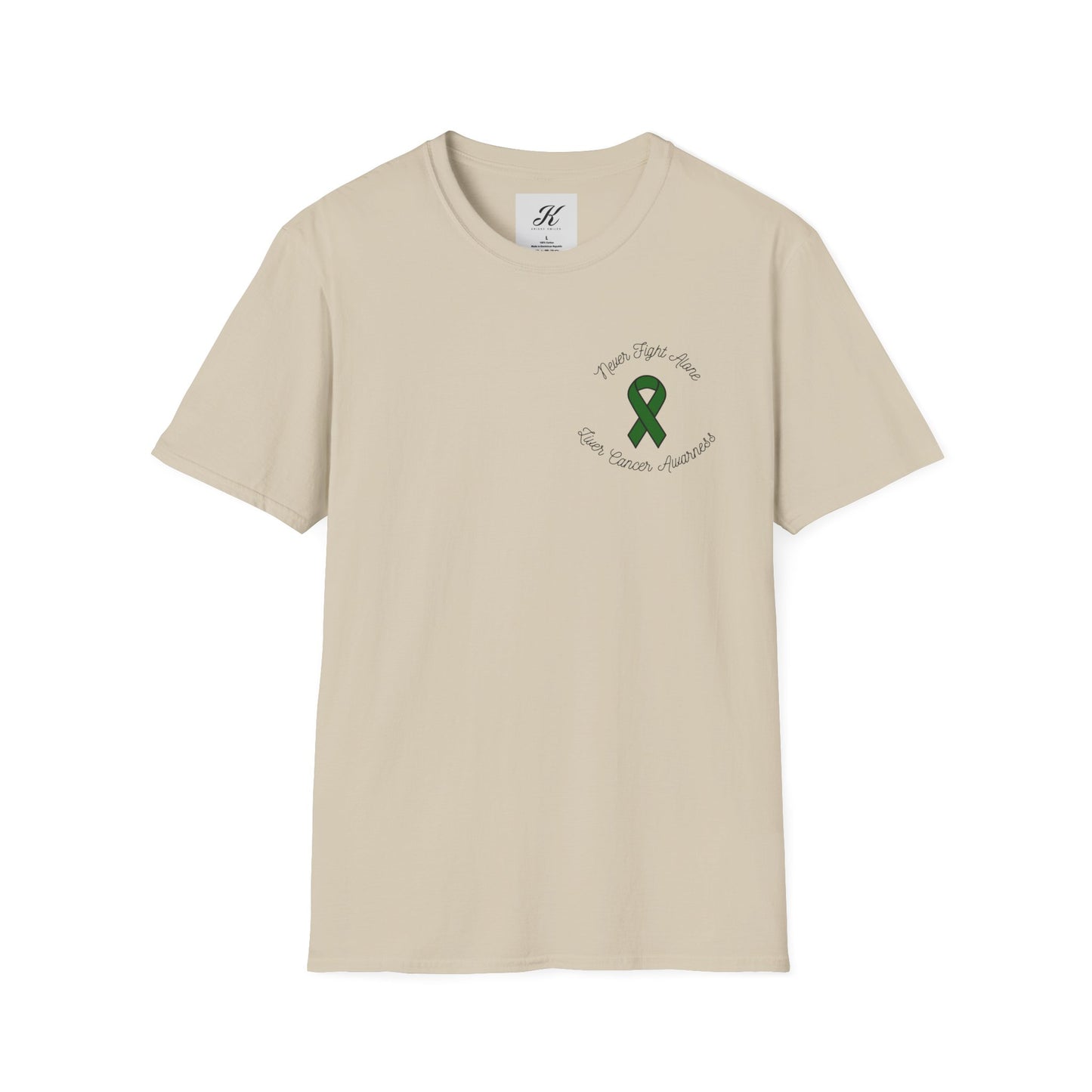 Adventure T-Shirt - 'Never Adventure Alone' with Green Ribbon Design | Unisex Softstyle Tee