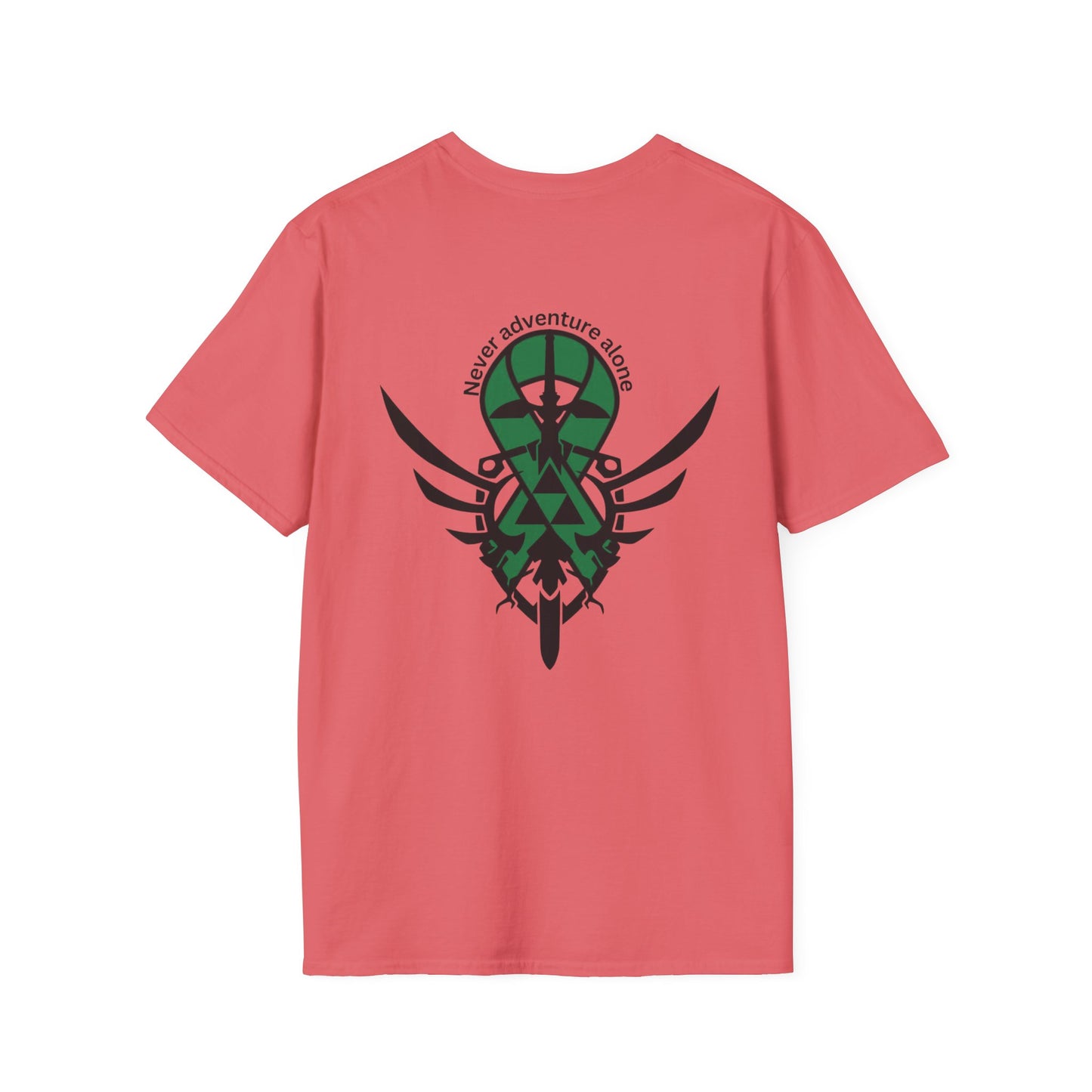 Adventure T-Shirt - 'Never Adventure Alone' with Green Ribbon Design | Unisex Softstyle Tee