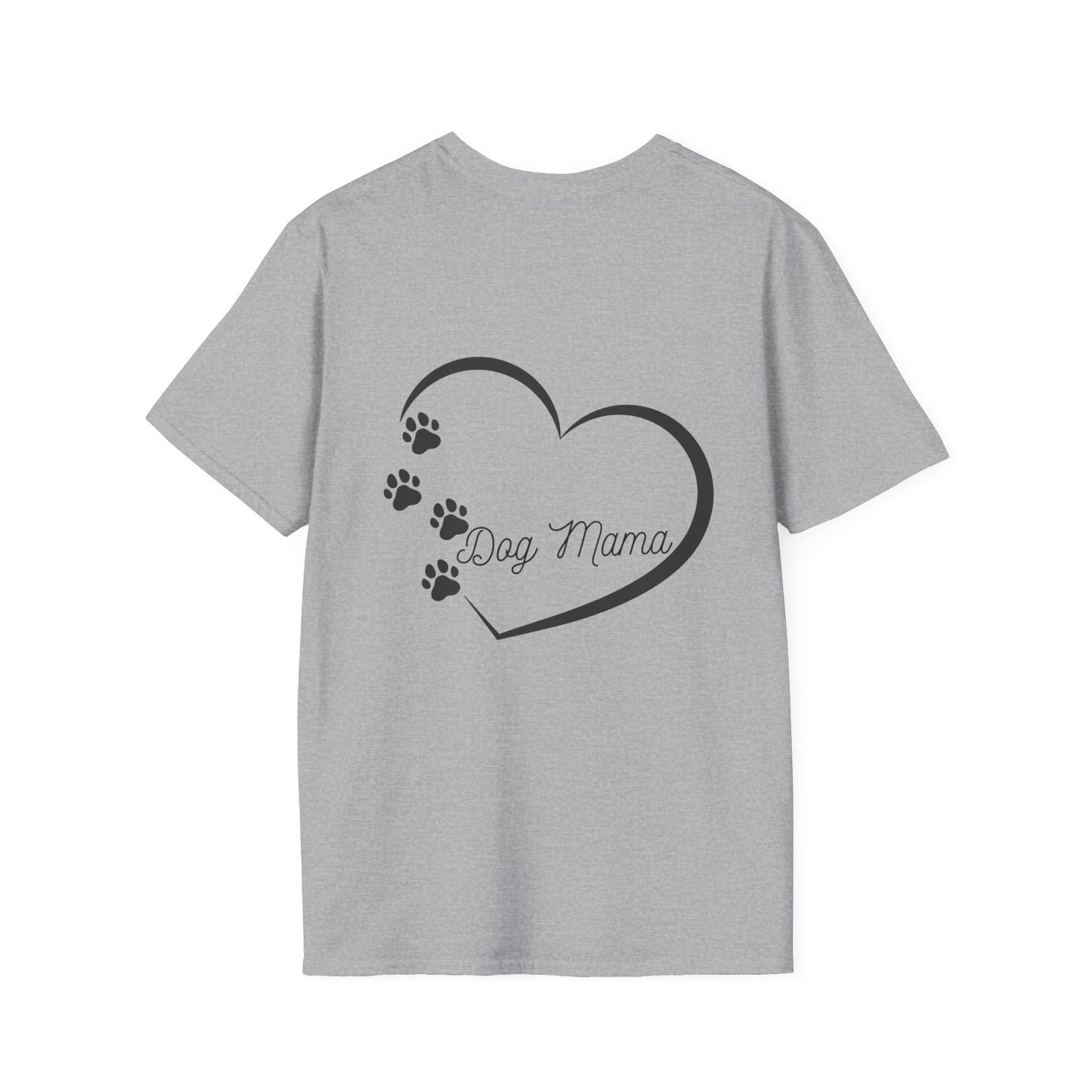 Dog Mama Unisex T-Shirt - Softstyle Design with Heart and Paws