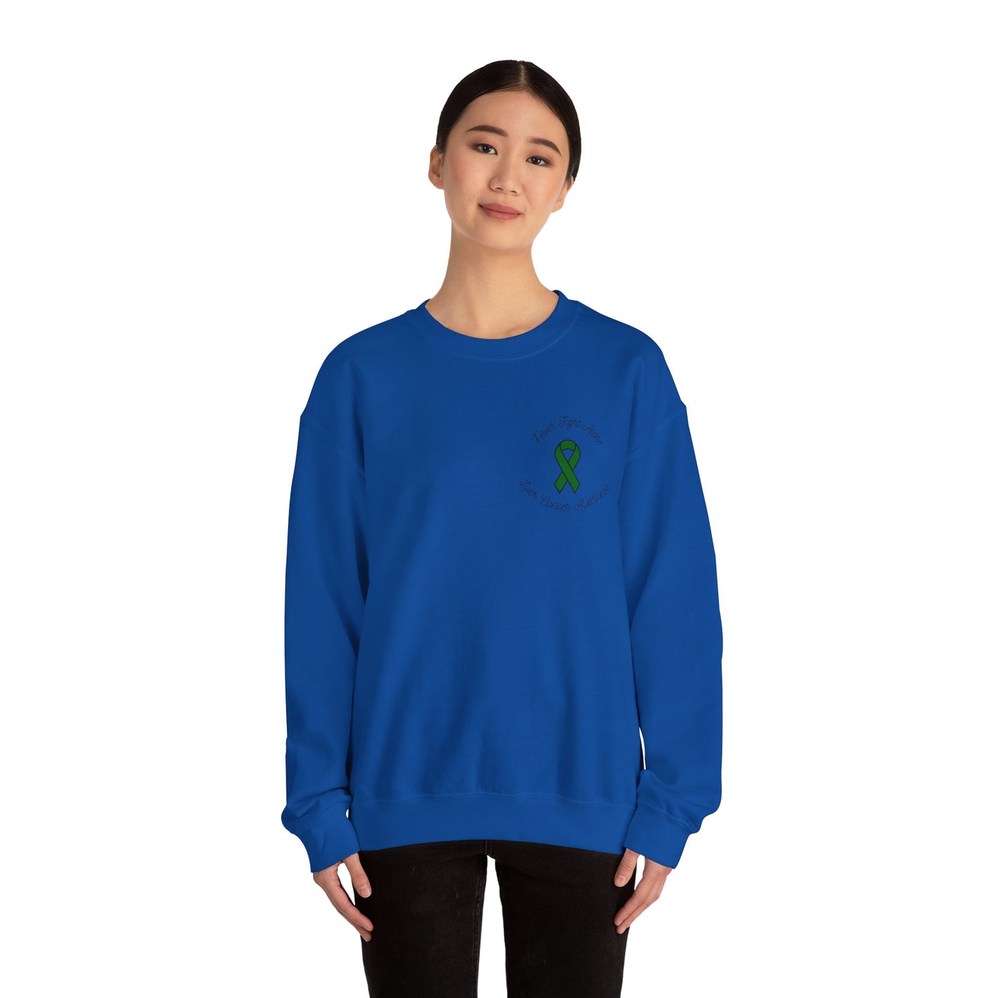 Never Adventure Alone Sweatshirt - Unisex Heavy Blend™ with Hope Ribbon Design