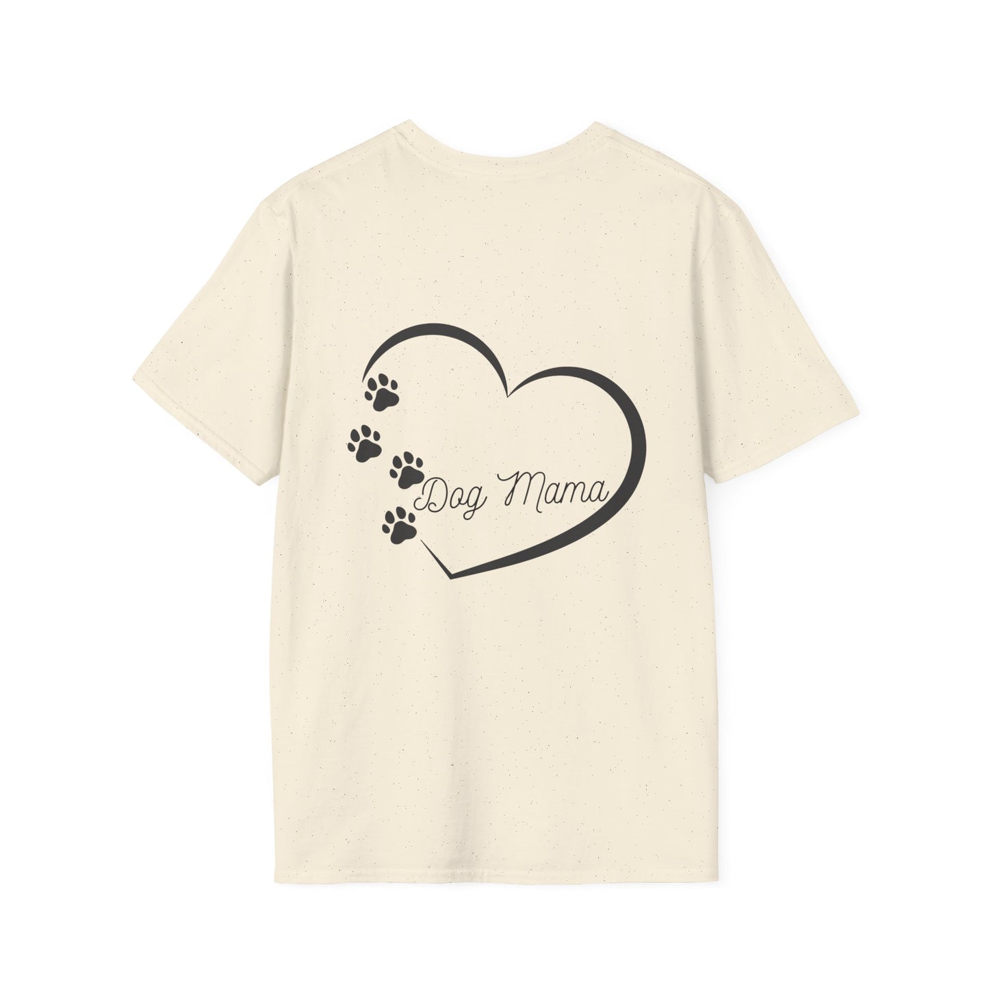 Dog Mama Unisex T-Shirt - Softstyle Design with Heart and Paws