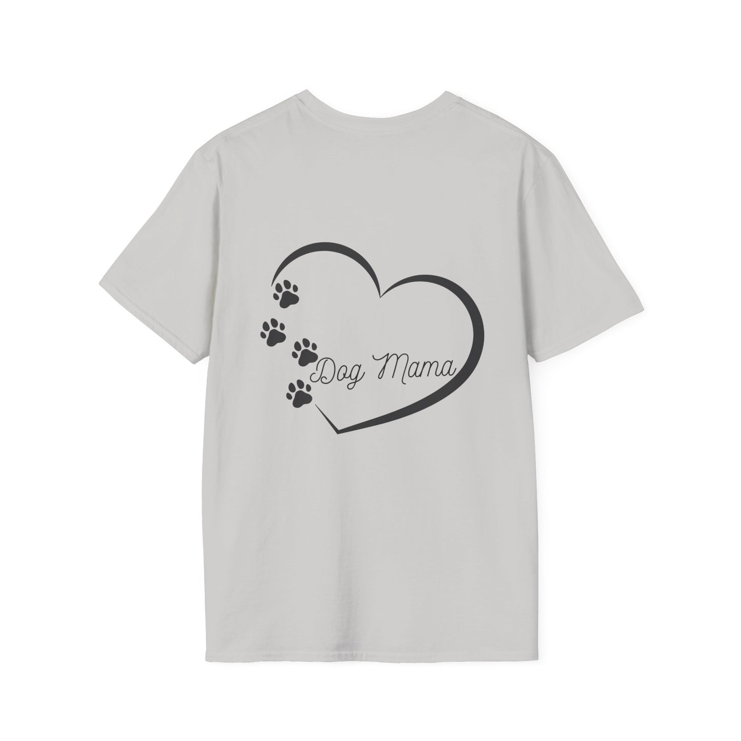 Dog Mama Unisex T-Shirt - Softstyle Design with Heart and Paws