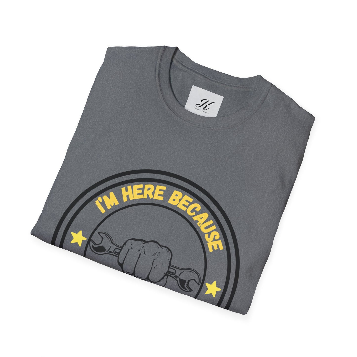 Funny Unisex Softstyle T-Shirt - 'In Here Because You Broke Something'