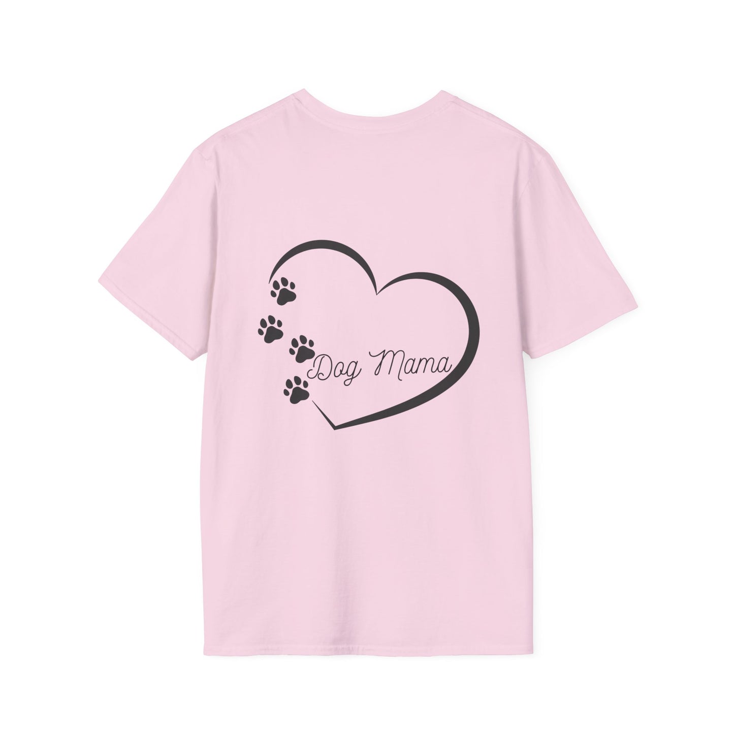 Dog Mama Unisex T-Shirt - Softstyle Design with Heart and Paws