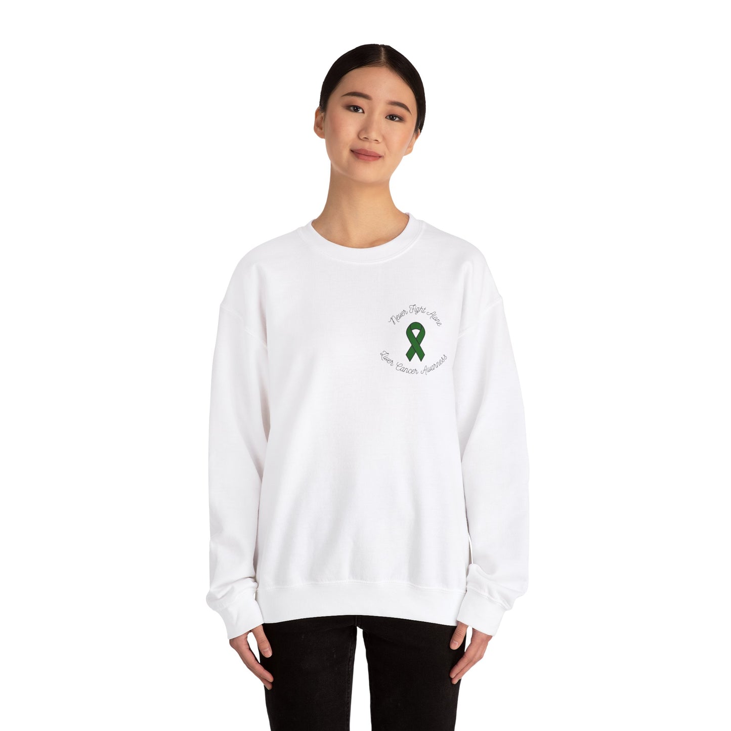 Never Adventure Alone Sweatshirt - Unisex Heavy Blend™ with Hope Ribbon Design