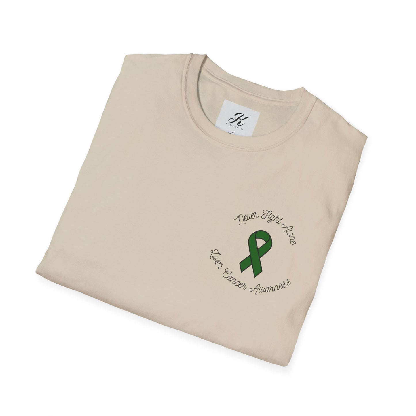 Adventure T-Shirt - 'Never Adventure Alone' with Green Ribbon Design | Unisex Softstyle Tee