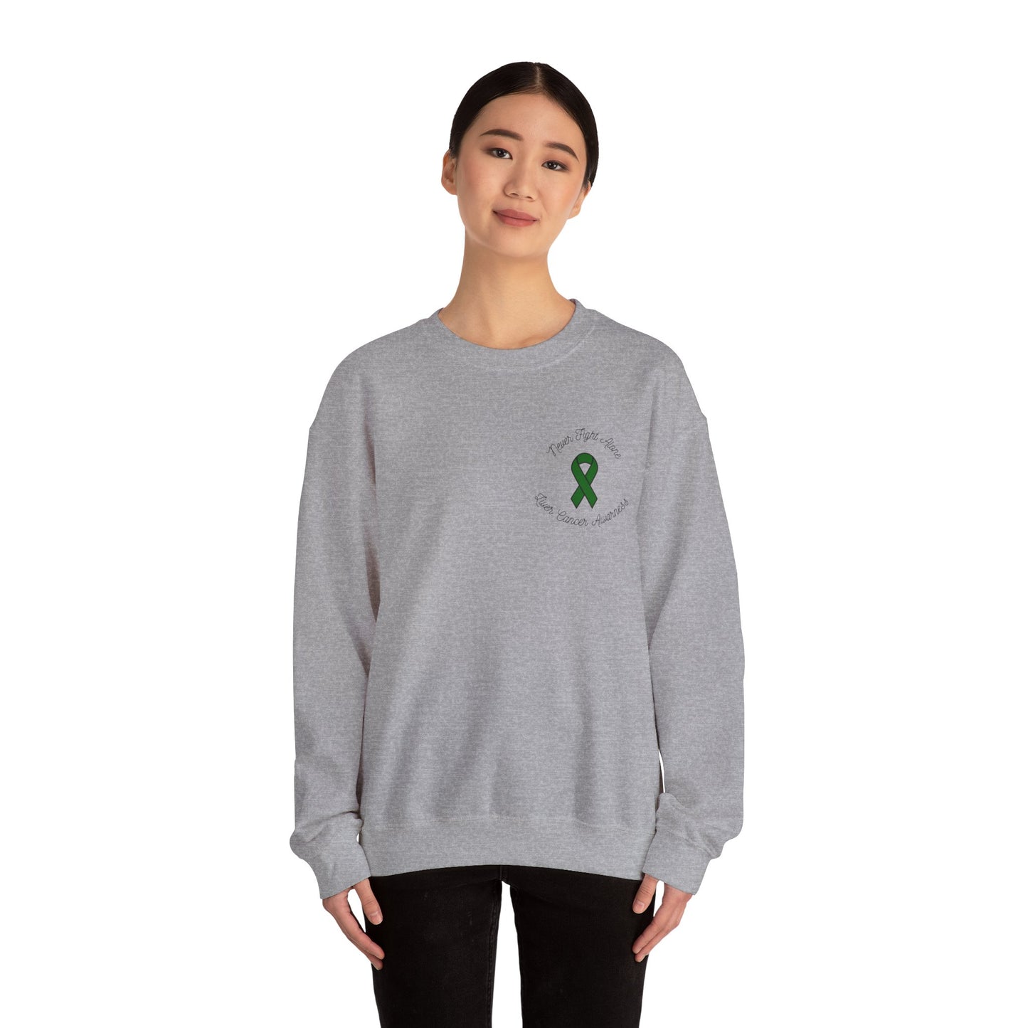 Never Adventure Alone Sweatshirt - Unisex Heavy Blend™ with Hope Ribbon Design