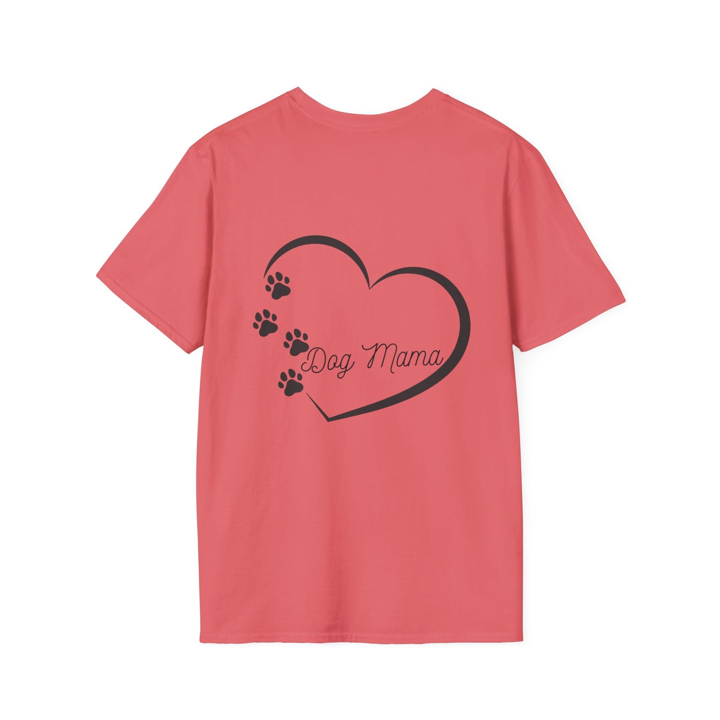 Dog Mama Unisex T-Shirt - Softstyle Design with Heart and Paws