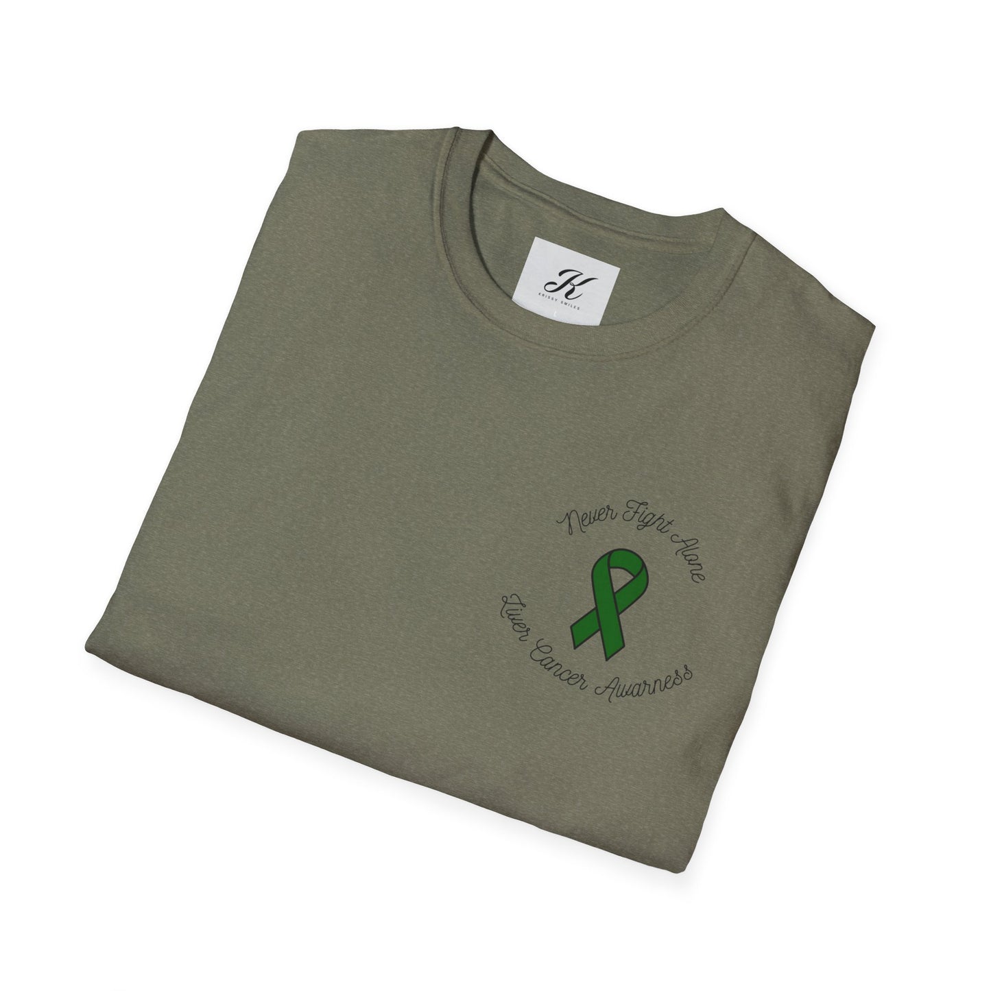 Adventure T-Shirt - 'Never Adventure Alone' with Green Ribbon Design | Unisex Softstyle Tee