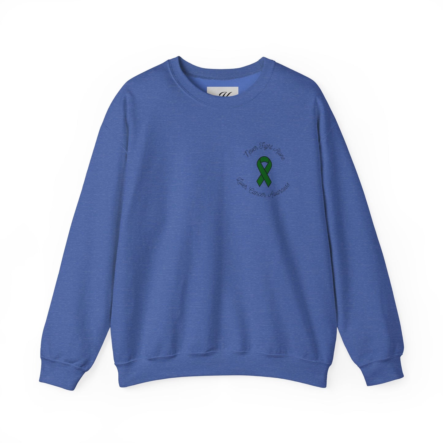 Never Adventure Alone Sweatshirt - Unisex Heavy Blend™ with Hope Ribbon Design