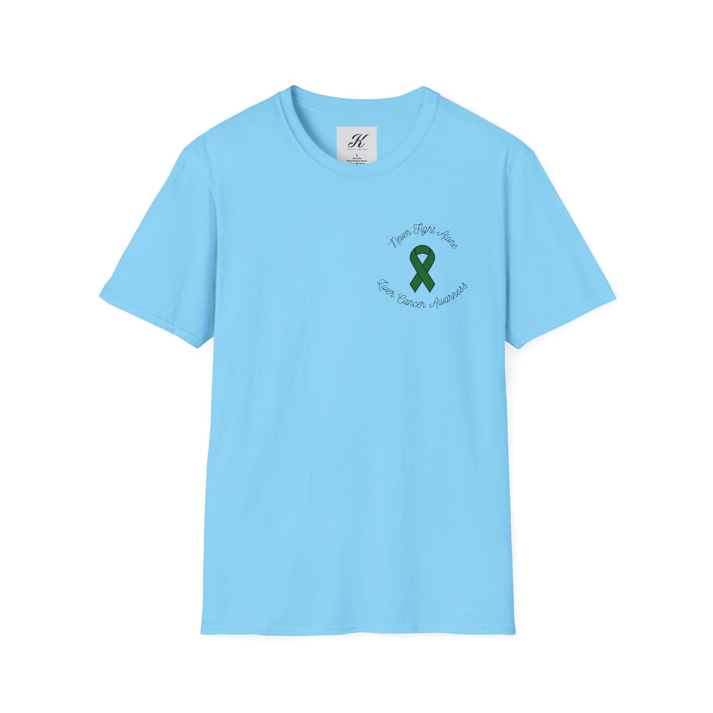 Adventure T-Shirt - 'Never Adventure Alone' with Green Ribbon Design | Unisex Softstyle Tee