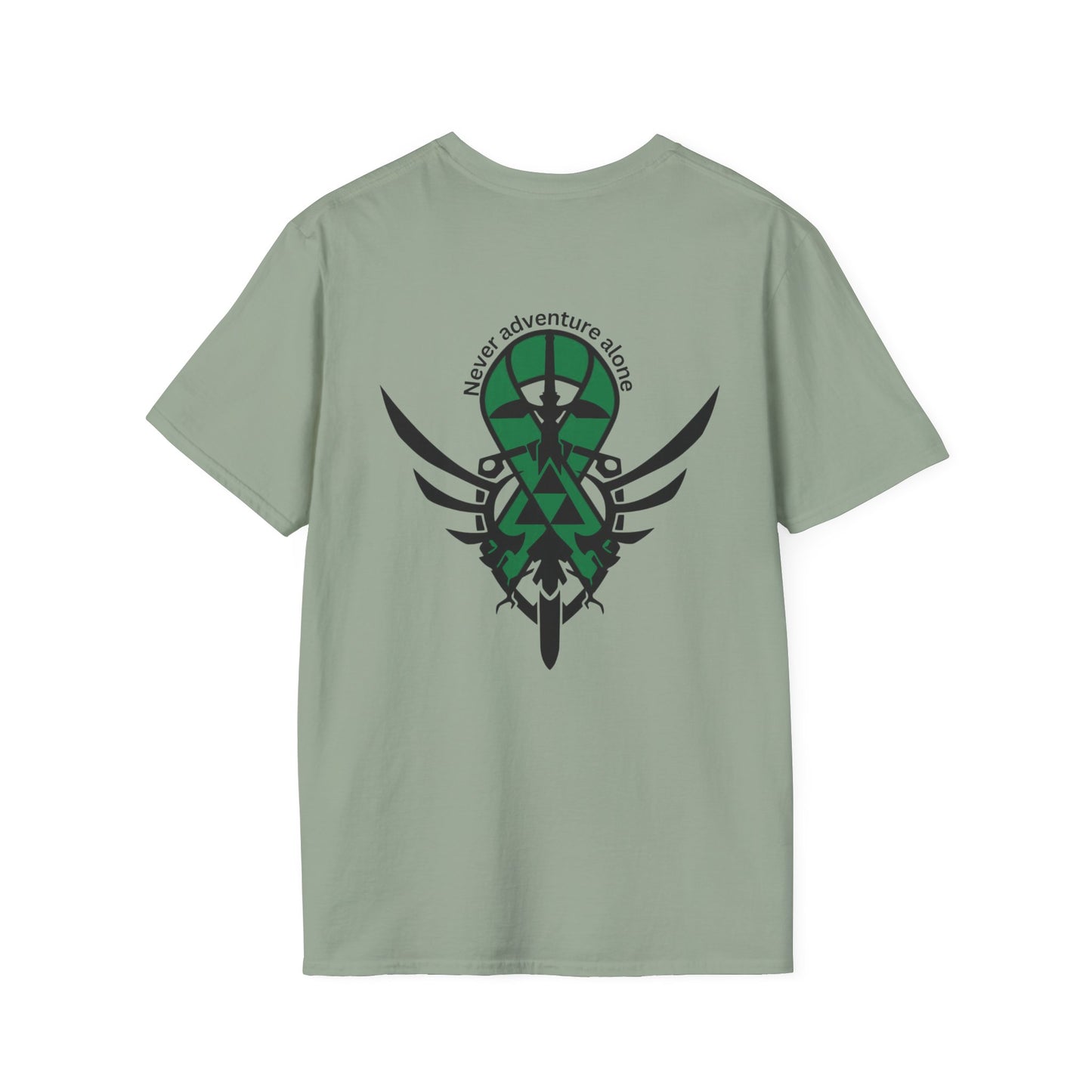 Adventure T-Shirt - 'Never Adventure Alone' with Green Ribbon Design | Unisex Softstyle Tee