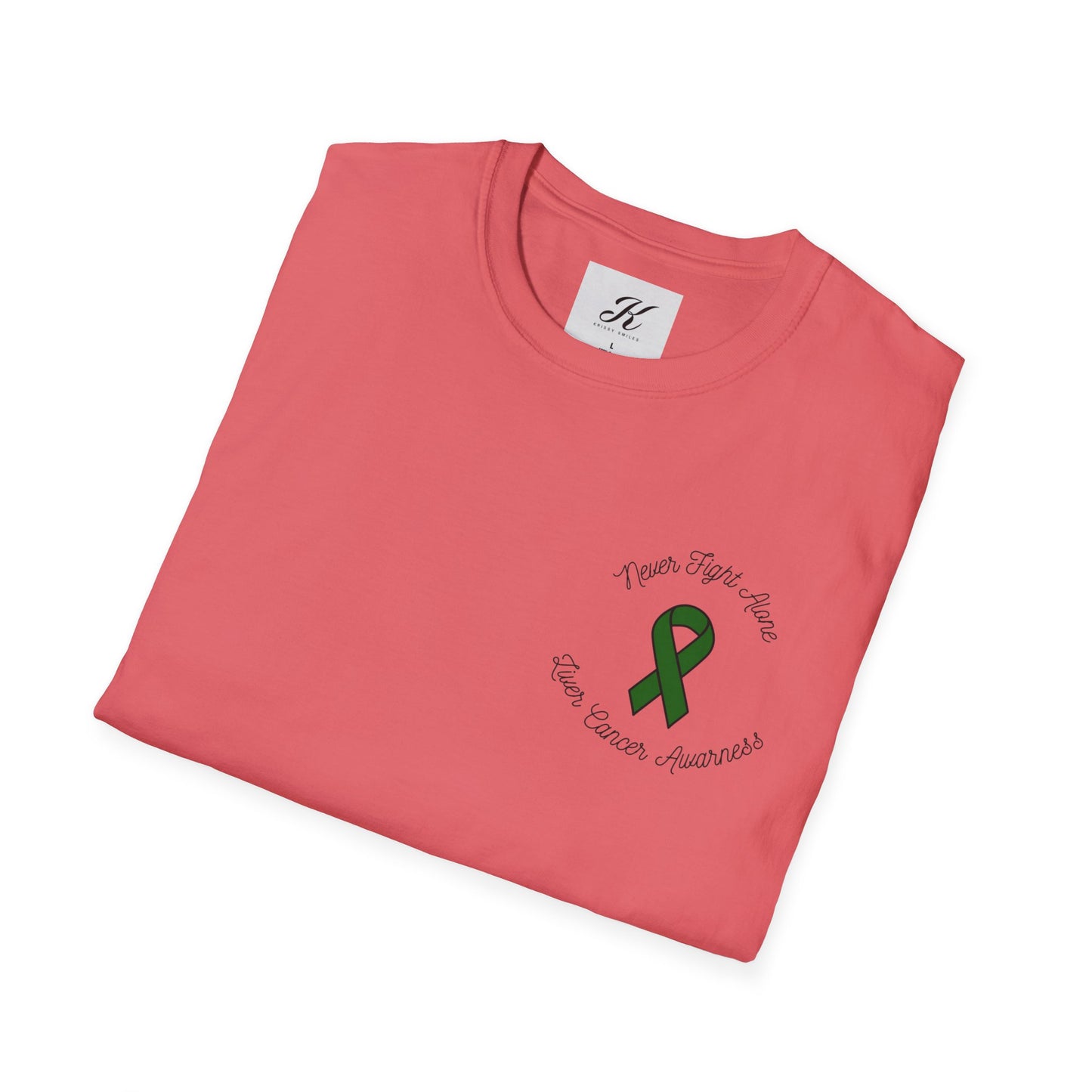 Adventure T-Shirt - 'Never Adventure Alone' with Green Ribbon Design | Unisex Softstyle Tee