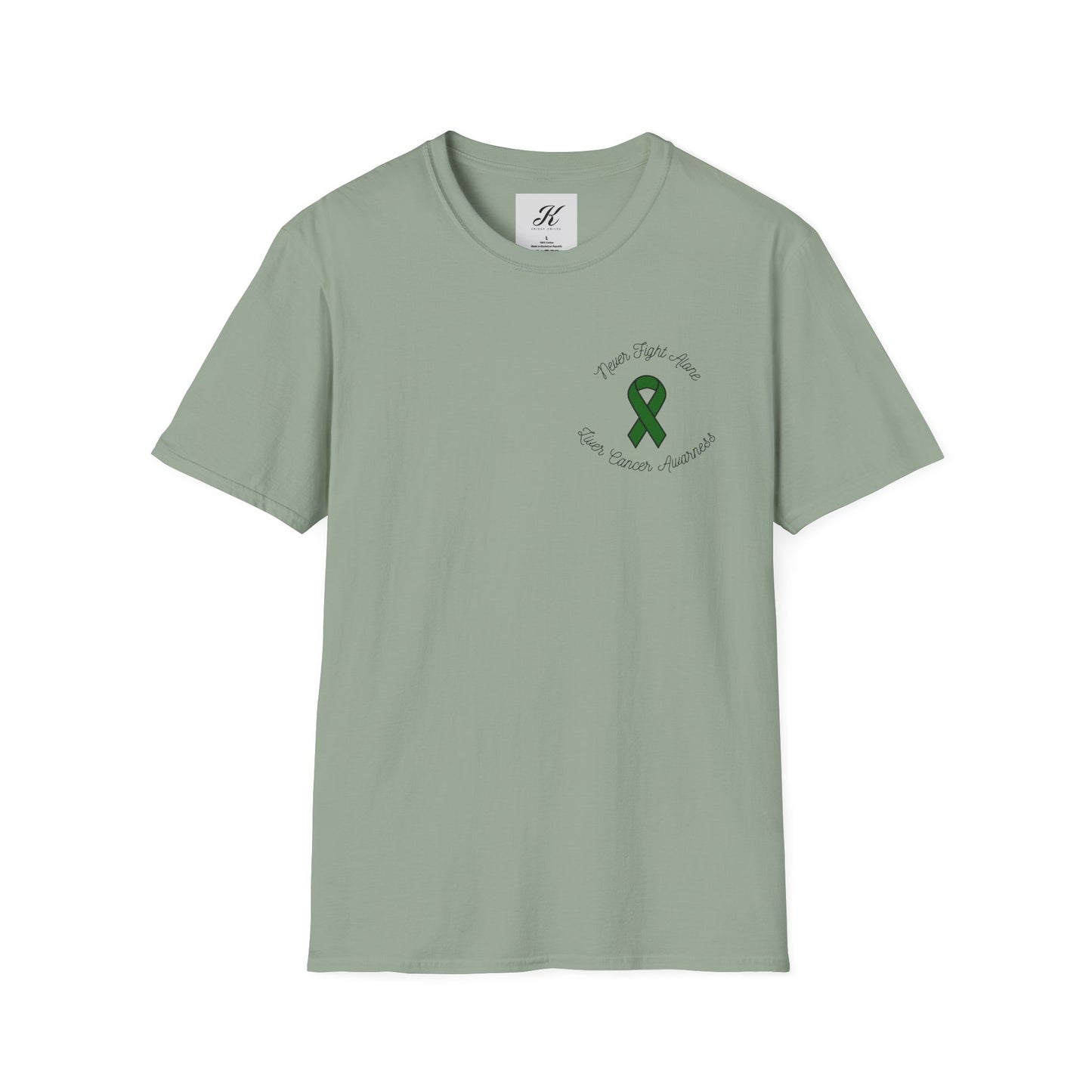 Adventure T-Shirt - 'Never Adventure Alone' with Green Ribbon Design | Unisex Softstyle Tee